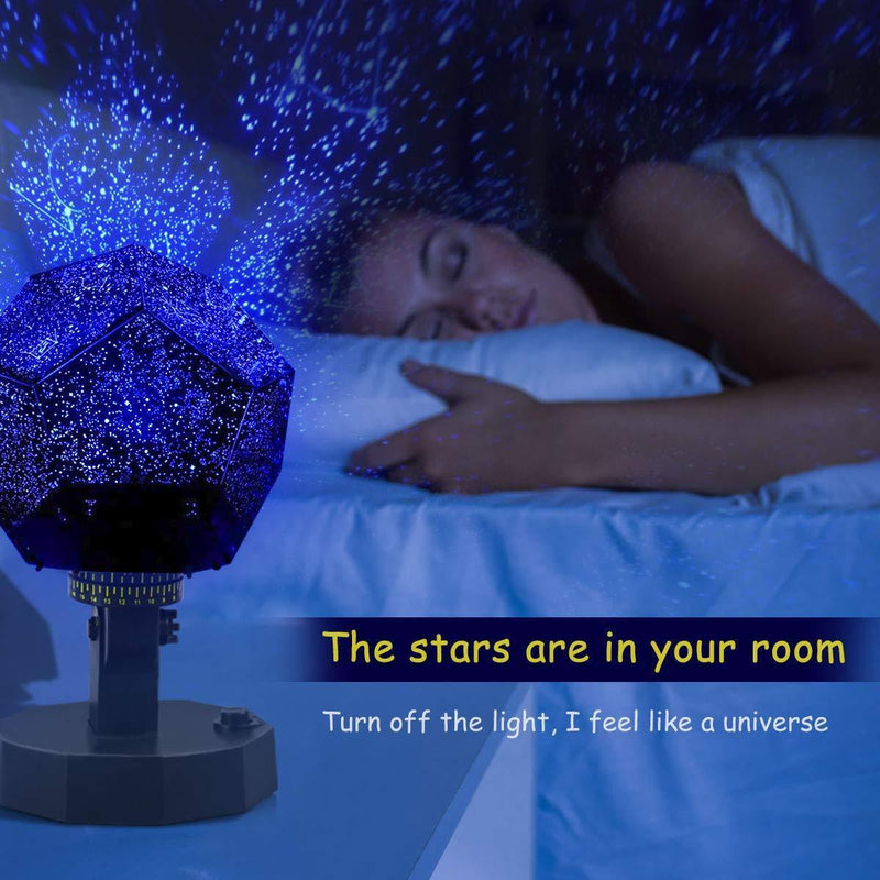 Lisnec DIY Night Light Baby Star Projector, Star Sky Night Light, Multicolor Changing Lighting LED Starry Rotating Projection Lamp Gift for Kid Children Girl with USB Cables