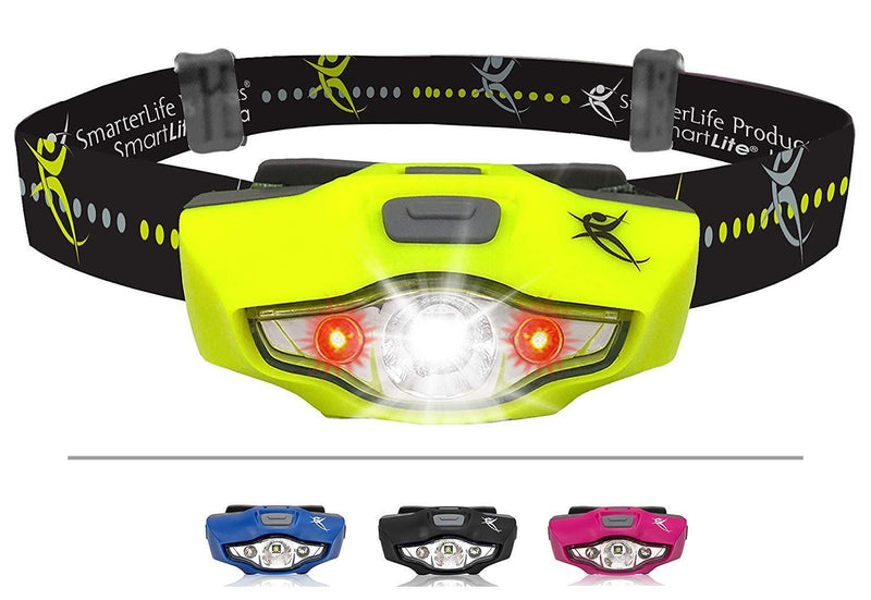 LED Headlamp Flashlight - 4 White and 2 Red LED Head Lamp Modes - Only 1 Battery, Lightweight, IPX6 Waterproof - THE Headlight Flashlight for Running, Camping, Hiking, DIY Projects - Adults and Kids