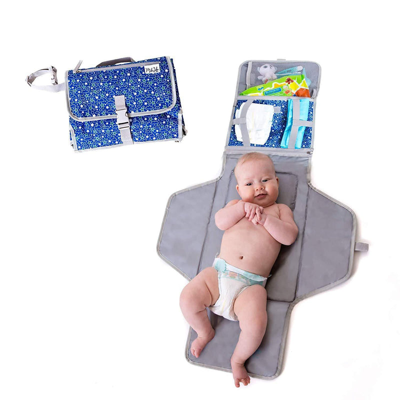 MIKILIFE Baby Portable Changing Pad | Lightweight Travel Diaper Station Kit with Waterproof and Cushioned Pad | Foldable Pad with Pockets