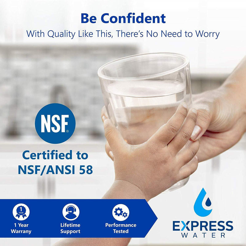 Express Water Reverse Osmosis Water Filtration System – NSF Certified 5 Stage RO Water Purifier with Faucet and Tank – Under Sink Water Filter – plus 4 Replacement Filters – 50 GPD