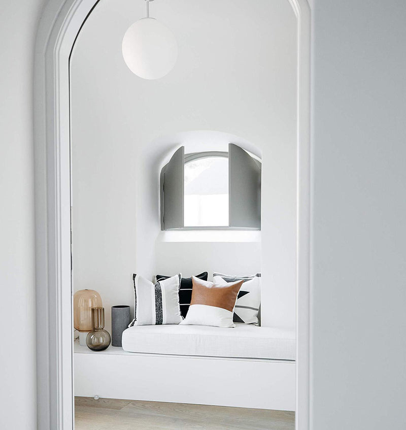 Woven Nook Decorative Throw Pillow Covers ONLY for Couch, Sofa, or Bed Set of 4 18x18 20x20 and 22x22 inch Modern Design 100% Cotton Black White Geometric Faux Leather Zulu Set (18'' x 18'')