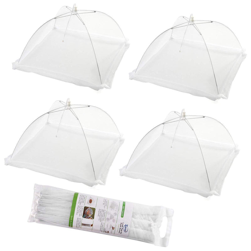 (Set of 4) Large Pop-Up Mesh Screen Food Cover Tents - Keep Out Flies, Bugs, Mosquitos - Reusable