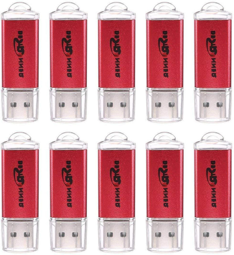 BestRunner 10Pcs USB Flash Drive USB 2.0 Memory Stick Pen Drive USB Storage Thumb Stick 256MB Small Capacity [NOT 256GB] Red