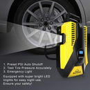 Portable Air Compressor Pump Digital Tire Inflator 150PSI DC 12V Car Air Pump with LED Light Auto tire inflator for Car, Bicycle, Motorcycle, Basketball and Other Inflatables(Yellow)