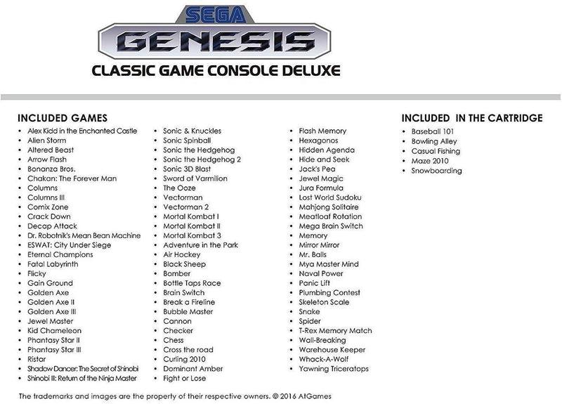 Sega Genesis Classic Game Console Deluxe (2016) 85 Games.