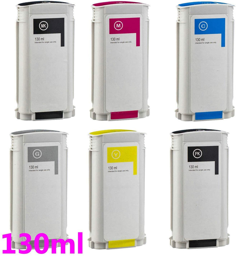 LKB 6PK Compatible HP72 Ink Cartridge Replacement with 130ML Use with designjet T1100 T1200 T1100ps T1120 SD-MFP T1120ps T2300 T610 T620 T770 Series Printer (6 Pack HP72) -US