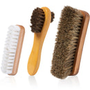 TAKAVU 6.7" Horsehair Shoe Shine Brush - 100% Soft Genuine Horse Hair Bristles - Unique Concave Design Wood Handle - Comfortable Grip, Anti Slip - for Boots, Shoes & Other Leather Care (