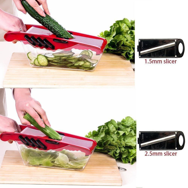 Mandoline Vegetable Slicer Cutter Chopper,JungleArrow 6 in 1 Interchangeable Blades with Peeler with Food Catch Tray by unknown