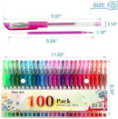 100 Color Glitter Gel Pen Set, 30% More Ink Neon Glitter Coloring Pens Art Marker for Adult Coloring Books Bullet Journaling Crafting Doodling Drawing by Aen Art