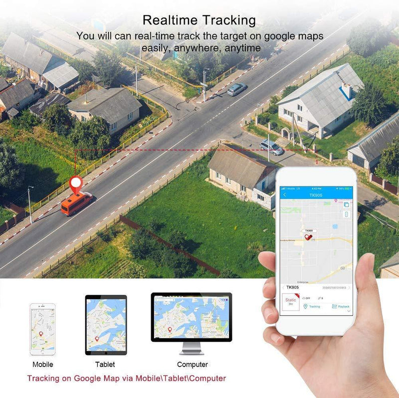 TKSTAR GPS Tracker for Vehicles Car Motorcycle Trucks,TK905 IPX6 Waterproof GPS Loctor Strong Magnetic 5000mah Realtime Track Device Accurate Position Voice Monitor for iOS&Android -  Lifetime Free