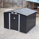 JAXSUNNY 8 x 8 ft Outdoor Backyard Garden Utility Tool Storage Shed Dark Gray w/Sliding Door Outdoor House