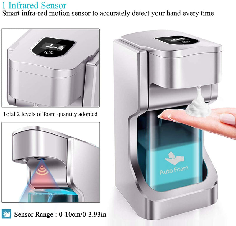 Hanamichi Soap Dispenser, Touchless High Capacity Automatic Soap Dispenser Equipped w/Infrared Motion Sensor Upgraded Waterproof Base for Bathroom & Kitchen