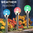 EPIC GADGET 3 Pcs Solar Garden Lights Outdoor, Color Changing & White Two LEDs, Decorative Ball Solar Lights for Patio/Lawn/Yard/Path/Landscape. (Crackled Glass)