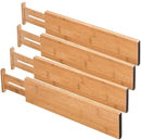 Juego de 4 separadores de cajones de bambú, organizador de cajón de cocina, divisores de cajones ajustables y gastables, ideal para cocina, aparador, dormitorio, escritorio