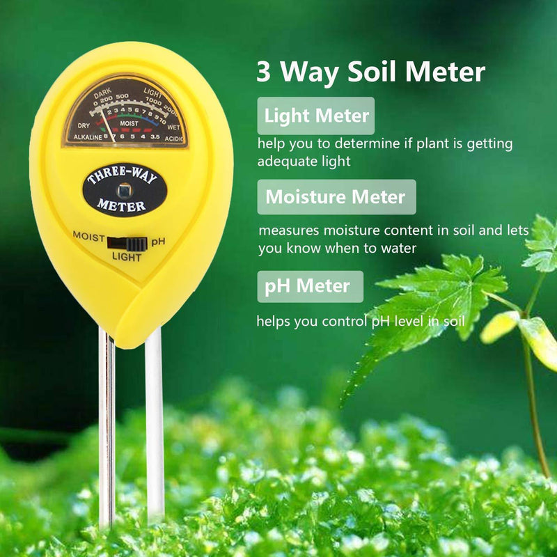 Soil Moisture Meter - 3 in 1 Soil Test Kit Gardening Tools PH, Light & Moisture, Plant Tester Home, Farm, Lawn, Indoor & Outdoor (No Battery Needed)