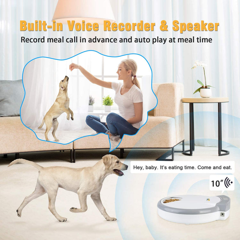 Casfuy 5-meals Automatic Cat Feeder - Auto Pet Feeder with Programmable Timer Dry and Wet Food Dispenser Voice Recorder & Speaker