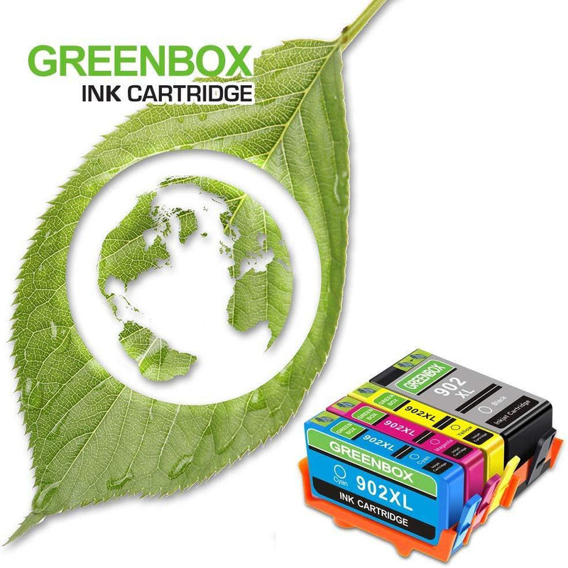 GREENBOX Re-Manufactured Ink Cartridge Replacement for HP 902XL 902 XL Works with OfficeJet Pro 6978 6968 6958 6962 6960 6970 6979 6950 6951 6954 6975 Printer (1 Black 1 Cyan 1 Magenta 1 Yellow)