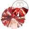 TTSAM 4 Pack (2 Pair) Metallic Foil Cheerleader Pom Poms & Plastic Ring Cheer Poms with Baton Handle Cheerleading Pompoms for Sports Party Dance Team Accessories Cheering Squad Spirit (Red & Silver)