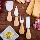 Home Perspective Cheese Board and Knife Set - 100% Organic Bamboo Wood Charcuterie Platter Serving Tray with Cutlery - Perfect for Birthday, Housewarming & Wedding Gifts