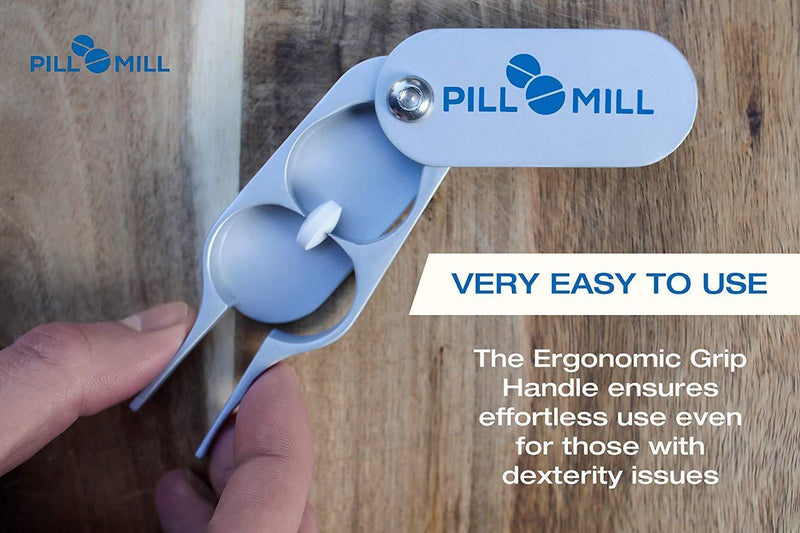 Pill Cutter Splitter by Pill Mill - Metal Blades That Will Never Dull - Grip Handle Helps to Cut Small or Large Pills with Ease - Light and Durable Tablet Divider - Perfect Medicine...