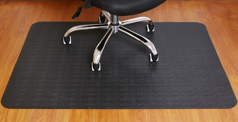 Polytene Office Chair Mat, 48"x36",Hard Floor Protection Only with Rectangular Shaped Clear Anti Slide Film on The Underside, and mat Finish on The top, 1.55mm, Black