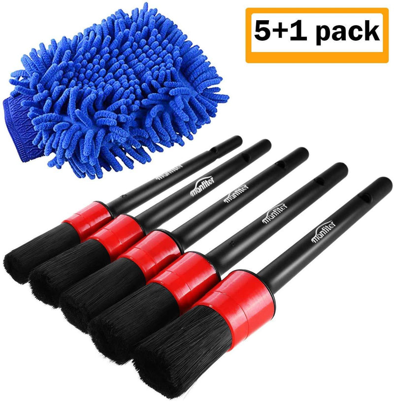 Manfiter Detailing Brush Set, Car Duster, Auto Detail Brush Set with Car Dash Duster Brush for Car Motorcycle Automotive Cleaning Wheels, Dashboard, Interior, Exterior, Leather, Air Vents