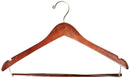 Quality Hangers Wooden Hangers Beautiful Sturdy Suit Coat Hangers with Locking Bar Gold Hooks (5 PACK)