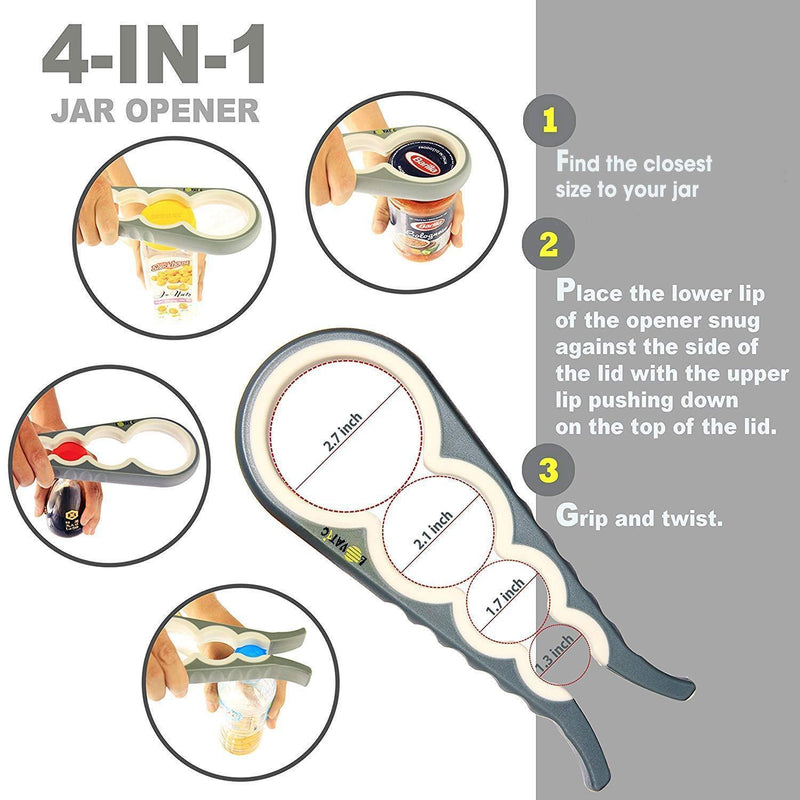 RINUZ Can and Jar Opener - Ergonomic Bottle Opener for Seniors, Elders and Arthritis Sufferers - Quick Opening for Cooking - Simple To Use - Easily Apply for Variety of Kitchen Cans and Bottles