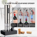 Secura Electric Wine Opener, Automatic Electric Wine Bottle Corkscrew Opener with Foil Cutter, Rechargeable (Stainless Steel)