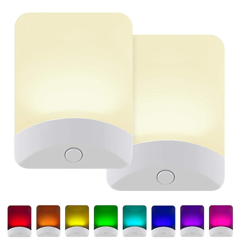 Opard Color-Changing LED Night Light, Plug-in, Dusk-to-Dawn, Home Décor, Great for Kids, Ideal for Bedroom, Bathroom, Nursery, Kitchen, Basement, White Base, 34693