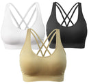 AKAMC Women's Removable Padded Sports Bras Medium Support Workout Yoga Bra 3 Pack