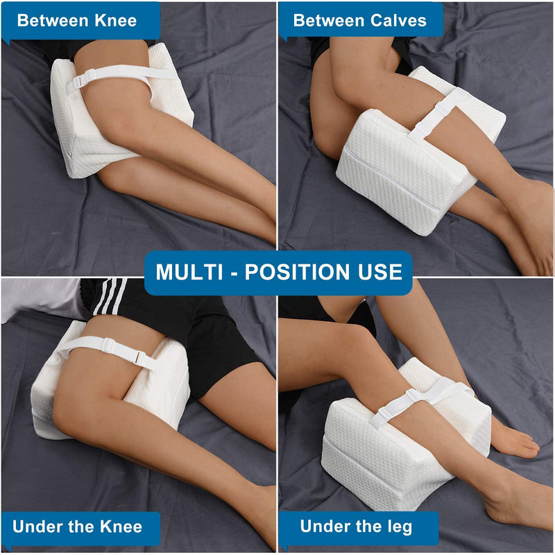 Knee Pillow Leg Pillows Memory Foam Pillow with Cooling Gel & Adjustable Strap, Leg Position Pillow for Sciatica Relief, Back Pain, Leg Pain, Hip & Joint Pain, Pregnancy & Side Sleeper by iDOO
