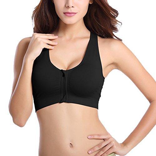 Women's Zip Front Sports Bra Wireless Post-Surgery Bra Active Yoga Sports Bras