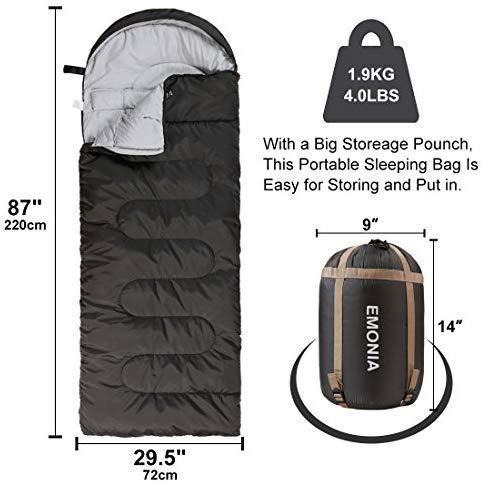 EMONIA Camping Sleeping Bag, 3 Season Waterproof Outdoor Hiking Backpacking Sleeping Bag Perfect for Traveling,Lightweight Portable Envelope Sleeping Bags