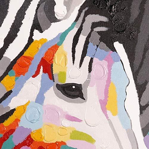 Bignut Art Paintings Hand Painted Oil Painting Funny Animal Zebra Wall Art on Canvas Framed Wall Decor for Living Room Bedroom Office (30x30 Inches, Zebra)