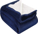 Utopia Bedding Sherpa Flannel Fleece Reversible Bed Blanket Extra Soft Brushed Microfiber (Queen, Navy)