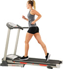 Sunny Health & Fitness SF-T7603 Electric Treadmill w/ 9 Programs, 3 Manual Incline, Easy Handrail Controls & Preset Button Speeds, Soft Drop System