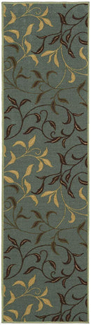 Ottomanson Otto Home Contemporary Leaves Design Modern Area Rug Hallway Runner, 2'7" X 9'10", Sage Green/Aqua Blue