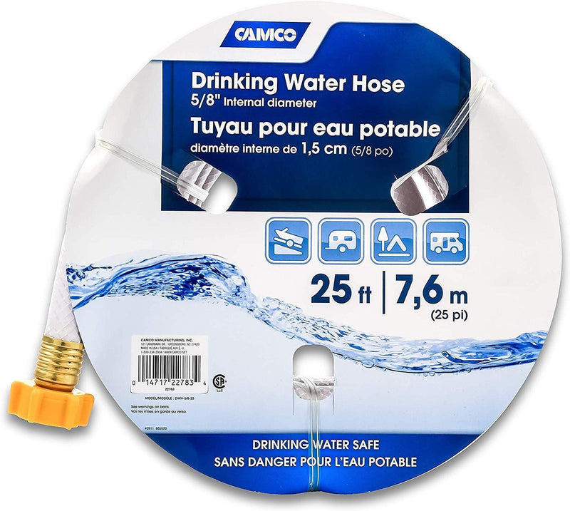 Camco 25ft TastePURE Drinking Water Hose - Lead and BPA Free, Reinforced for Maximum Kink Resistance 5/8"Inner Diameter (22783)