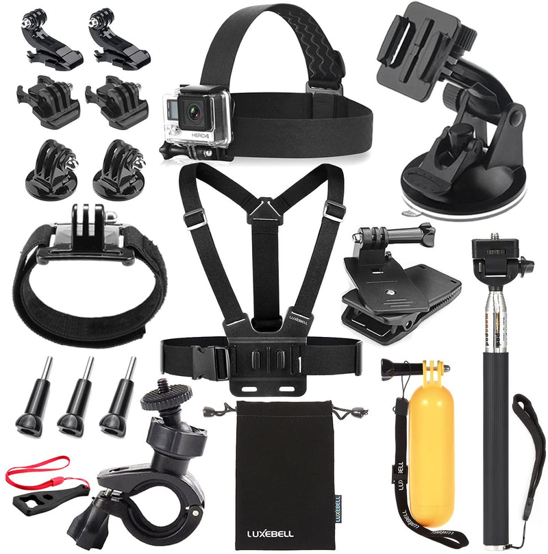 Black Pro Basic Common Outdoor Sports Kit for GoPro Hero 6 /GoPro Fusion/HERO 5/Session5/ 4 / 3+ / 3 / 2 / 1 SJ4000 /5000/ 6000 /AKASO/ APEMAN/ DBPOWER/ And Sony Sports DV and More by  MaxCo