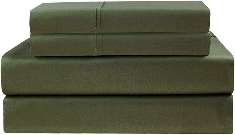 COTTON CRAFT - Ultra-Soft 400-Thread-Count Full Size Sheet Set in Sage, Premium 100% Pure Combed Cotton, 4-Piece Sateen Bedding Set with 1 Deep-Pocket Fitted Sheet, 1 Flat Sheet & 2 Pillowcases