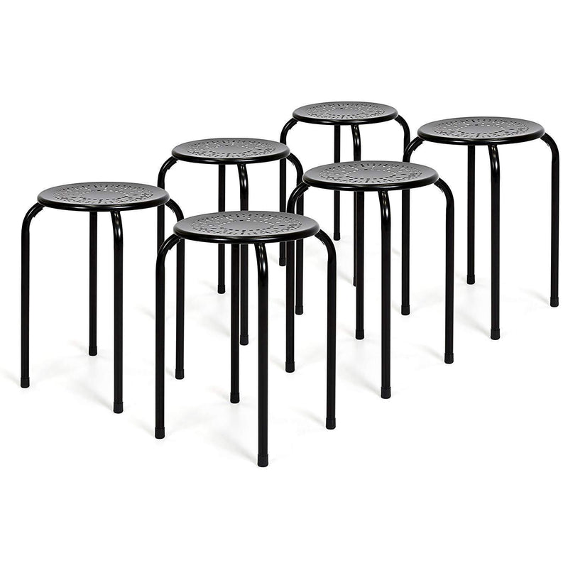 Best Choice Products Set Of 6 Backless Round Top Metal Stools (Black)