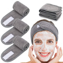 Spa Facial Headband Whaline Head Wrap Terry Cloth Headband 4 counts Stretch Towel with Magic Tape for Bath, Makeup and Sport (White)