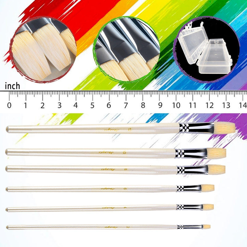 Flat Tipped Brushes for Acrylic Oil Watercolor by Amagic 6 Pcs Artist Face and Body Professional Painting Kits with Hog Bristle Tips