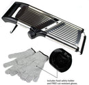 Gramercy Kitchen Co. Adjustable Stainless Steel Mandoline Food Slicer - Comes with One Pair Cut-Resistant Gloves || Vegetable Onion Potato Chip French Fry Julienne Slicer