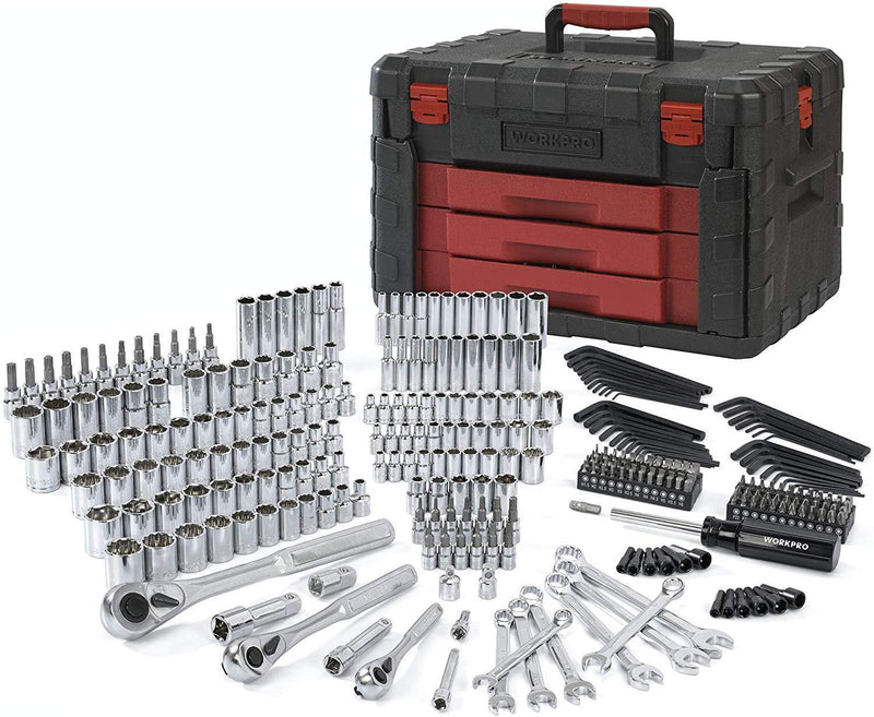 WORKPRO 450-Piece Mechanics Tool Set, Universal Professional Tool Kit with Heavy Duty Case Box