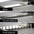 Gramercy Kitchen Co. Adjustable Stainless Steel Mandoline Food Slicer - Comes with One Pair Cut-Resistant Gloves || Vegetable Onion Potato Chip French Fry Julienne Slicer