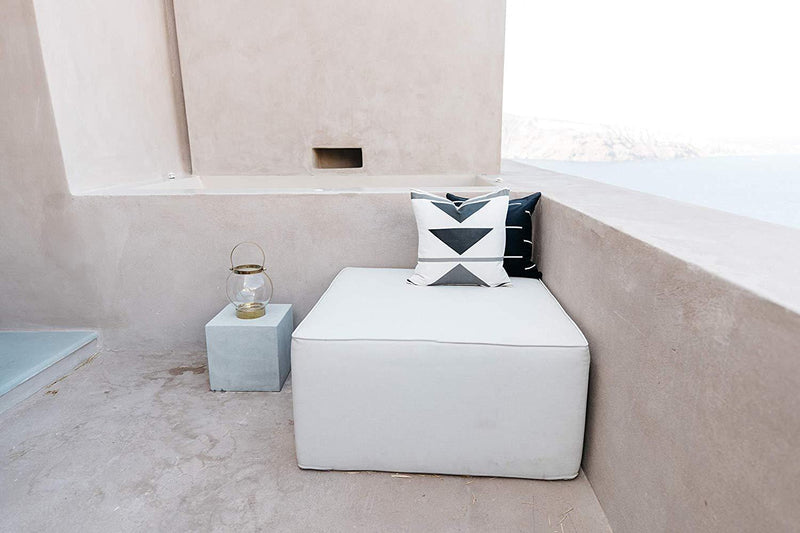 Woven Nook Decorative Throw Pillow Covers ONLY for Couch, Sofa, or Bed Set of 4 18x18 20x20 and 22x22 inch Modern Design 100% Cotton Black White Geometric Faux Leather Zulu Set (18'' x 18'')