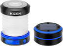 Kizen Solar Powered LED Camping Lantern - Solar or USB Chargeable, Collapsible Space Saving Design, Emergency Power Bank, Flashlight, Water Resistant.