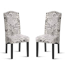 Merax Script Fabric Accent Chair Dining Room Chair with Solid Wood Legs, Beige,Set of 2